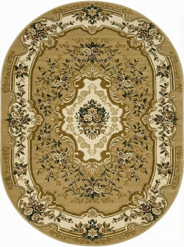 Российский овальный бежевый ковер акварель 20606