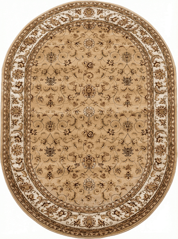 Российский овальный бежевый ковер акварель 20624