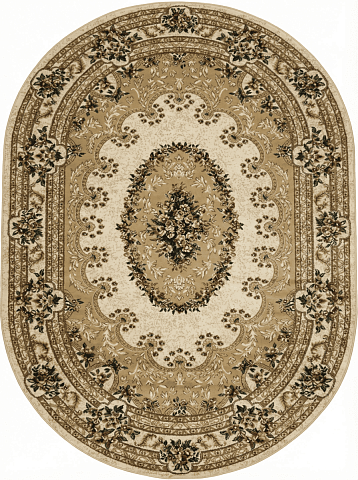 Российский овальный бежевый ковер акварель 20636