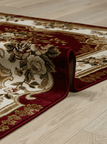 Российский прямой бордовый ковер акварель 20606