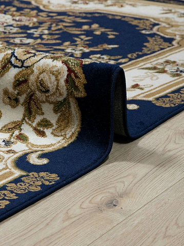 Российский овальный синий ковер акварель 20606