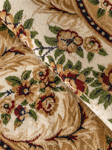 Российский овальный бежевый ковер акварель 20611