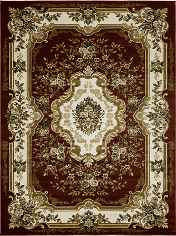 Российский прямой бордовый ковер акварель 20606