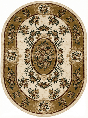 Российский овальный бежевый ковер акварель 20611