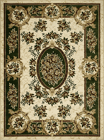 Российский прямой зеленый ковер акварель 20611