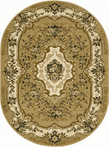 Российский овальный бежевый ковер акварель 20606