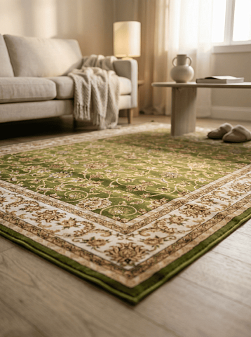 Российский прямой бежевый ковер акварель 20624