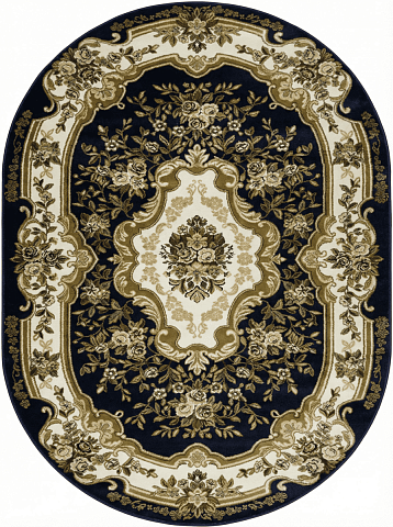 Российский овальный синий ковер акварель 20606